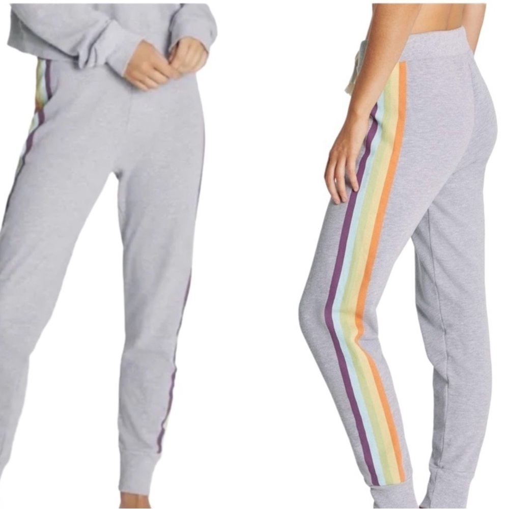 Wildfox Gray rainbow stripe joggers M NWT